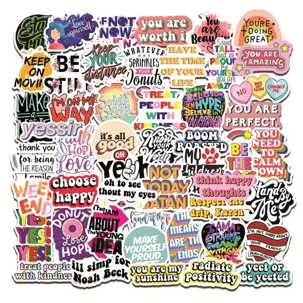 50pcs Inspirational Stickers, Vision Board Motivational Stickers for Adults Teens Students, Quote Stickers, Teachers Aesthetic Decals Gift