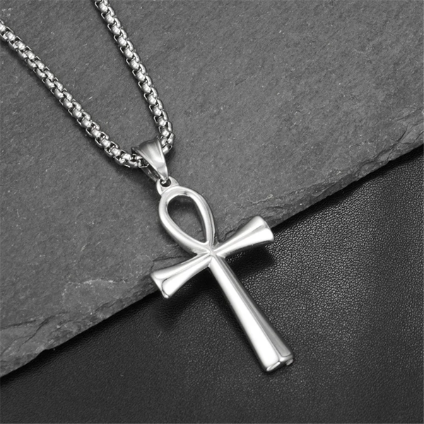 Ancient Egypt Ankh Cross Charm Pendant Gold Silver Color Stainless Steel Amulet Necklaces For Women, Men Egyptian Jewelry Gift, Gift For Her
