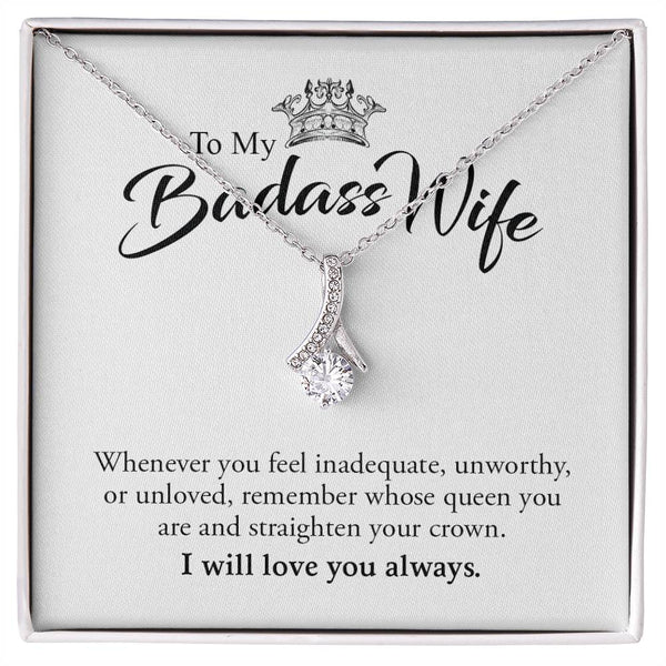 To My Badass Wife - To My Perfect Half Necklace - To My Girlfriend Necklace - Alluring Beauty Necklace For Women - Wife Necklace With Message Card And Gift Box - Valentine Necklace For Wife -  Anniversary Necklace From Husband