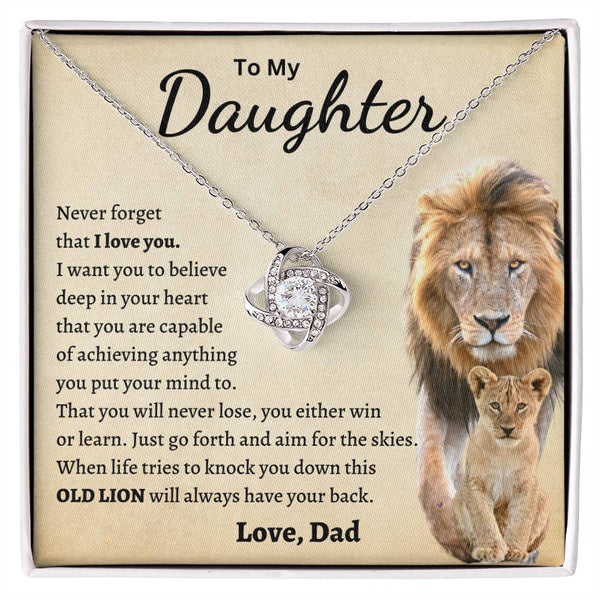To My Daughter I Love You Forever Love Knot Necklace, Meaningful Message Card Jewelry Box, Gift for Daughter's Birthday Graduation, Thoughtful Gift for Her, Jewelry Gift from Mom
