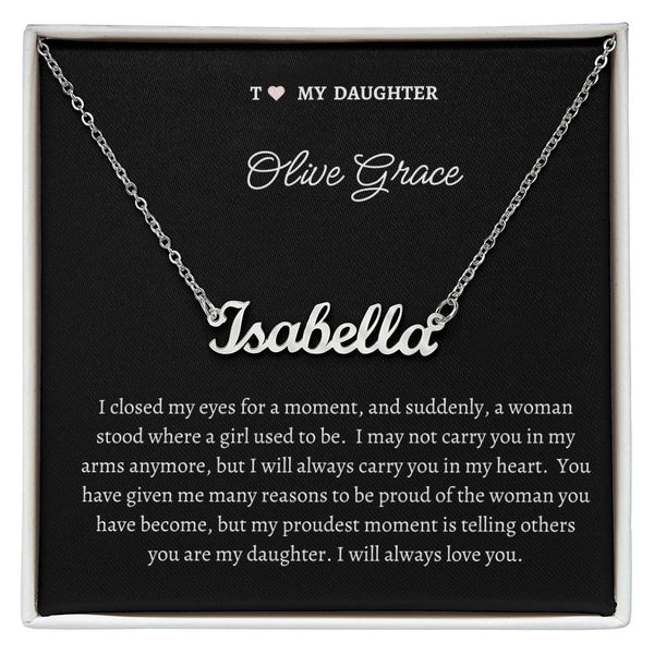 Custom Name Necklace Personalized To My Daughter Necklace Gift From Dad, Daughter Necklace Sterling Silver, Necklace For My Daughter From Dad, Personalized Name Pendant With A Meaningful Custom Name Message Card And Box (with MC)