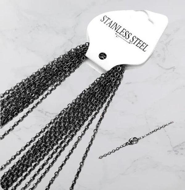 Black Plated Stainless Steel Chains Necklace Jewelry, Cuban Chains Chokers, DIY Handmade Necklace Jewelry Materials, Black Necklace Set