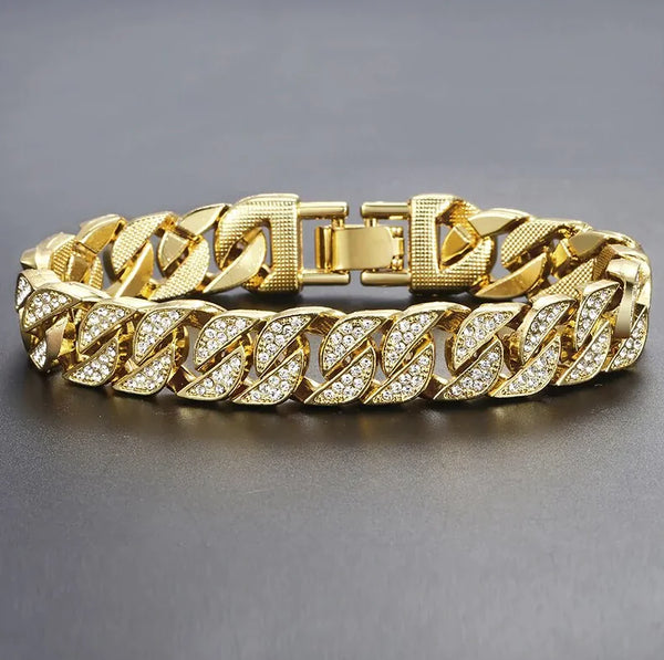 Miami Curb Cuban Chain Bracelet, Men's Link Bracelet, Tropical Style Bracelet, Gold Chain Bracelet, Stylish Men's Bracelet, Urban Chic Bracelet, Unique Gift For Men