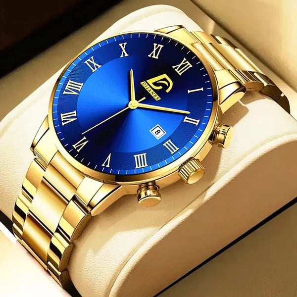 Minimalist Men's Watch, Gold Stainless Steel Watch, Men's Fashion Watch, Luxury Quartz Wristwatch, Sleek Men's Watch, Stylish Quartz Watch, Perfect Gift For Men