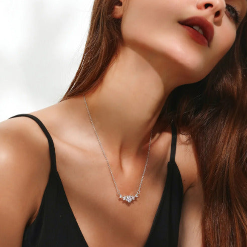 Fashion Cubic Zirconia Flower Pendant Necklace For Women
