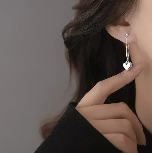 925 Sterling Silver Earrings For Women, And Heart Chain Earrings