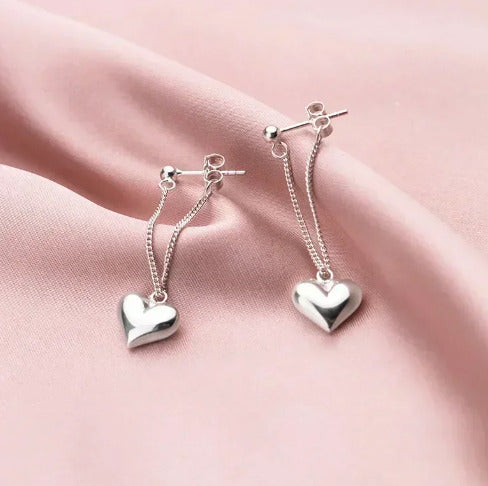 925 Sterling Silver Earrings For Women, And Heart Chain Earrings