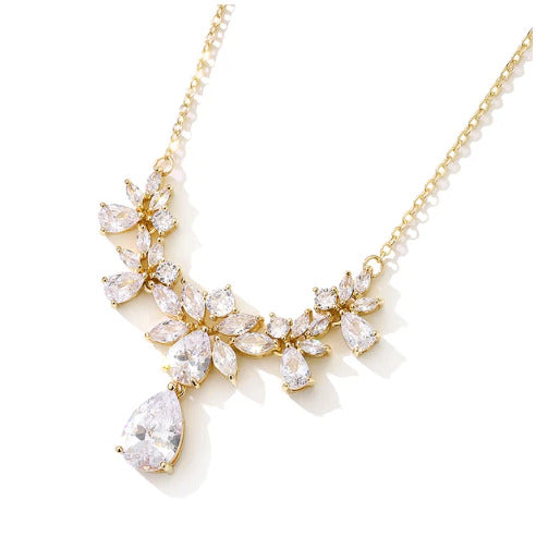 Fashion Cubic Zirconia Flower Pendant Necklace For Women