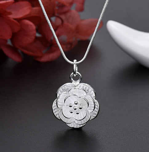 925 Sterling Silver Jewelry Set, And Charm Flower Necklace Earring Bangle