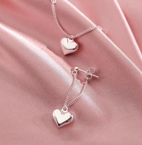 925 Sterling Silver Earrings For Women, And Heart Chain Earrings