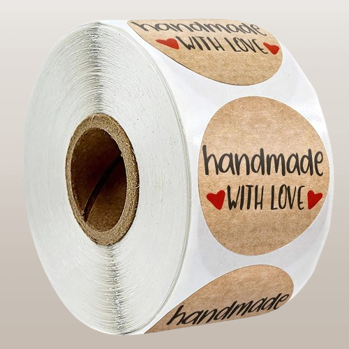 100-500pcs Vintage Kraft Paper Stickers, Handmade With Love Stickers, Thank You Stickers, Olive Branch Design Sticker, Heart Shape Stickers