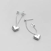 925 Sterling Silver Earrings For Women, And Heart Chain Earrings
