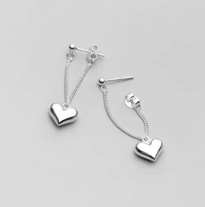 925 Sterling Silver Earrings For Women, And Heart Chain Earrings