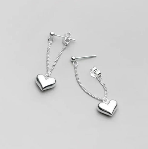 925 Sterling Silver Earrings For Women, And Heart Chain Earrings