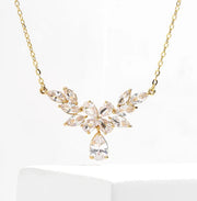 Fashion Cubic Zirconia Flower Pendant Necklace For Women