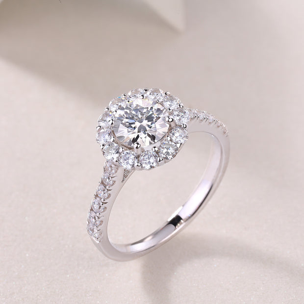 Luxury Fashion Large Diamond Wedding Ring With Moissanite Silver Ring