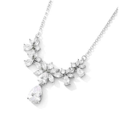 Fashion Cubic Zirconia Flower Pendant Necklace For Women