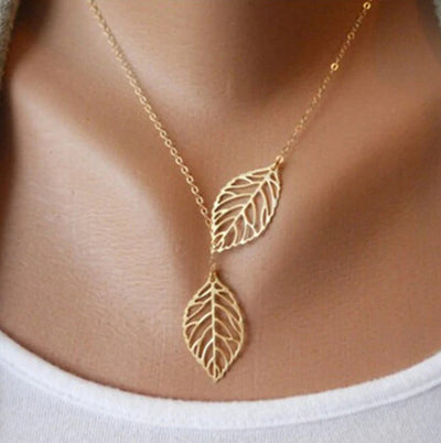 New Fashion Double Leaves Women Necklace, And Leaf Pendant Necklace