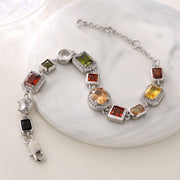 Vintage 18K Gold Plated Gemstone Hand Chain Multi Colored Gem Stone JEWELRY Cubic Zirconia Colorful CZ Bracelet For WOMEN MEN