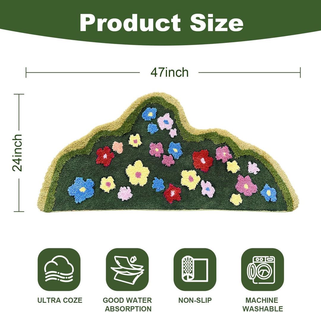 3d Moss Rug Washable Rainbow Rug For Girl Nursery, Small Rug 2X 5 FT Colorful Area Rugs For Kids Bedroom, Non-Slip Soft Polka Dot Carpet Kids Rugs For Classroom Playroom Tent Castle