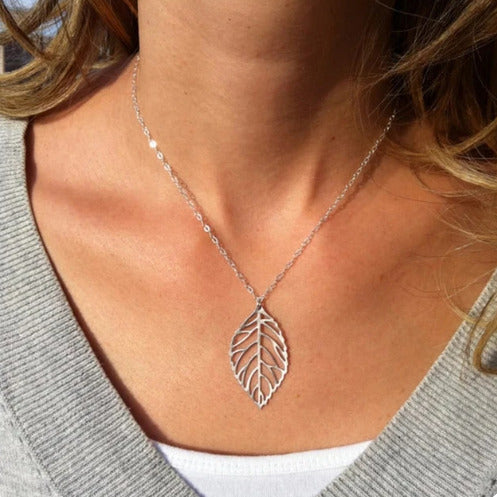 New Fashion Double Leaves Women Necklace, And Leaf Pendant Necklace