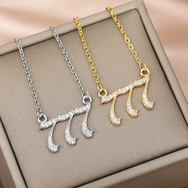 Minimalist Micro Zirconia Numeral Angel Pendant Necklace
