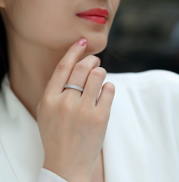 Light Up The Moments - A Fashionable Jewelry Ring Set With Moissanite S925 Sterling Silver And Platinum-plated Diamond