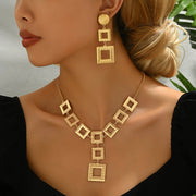 Lxalry 14K Gold Geometric Jewelry Set  Electroplated Necklace