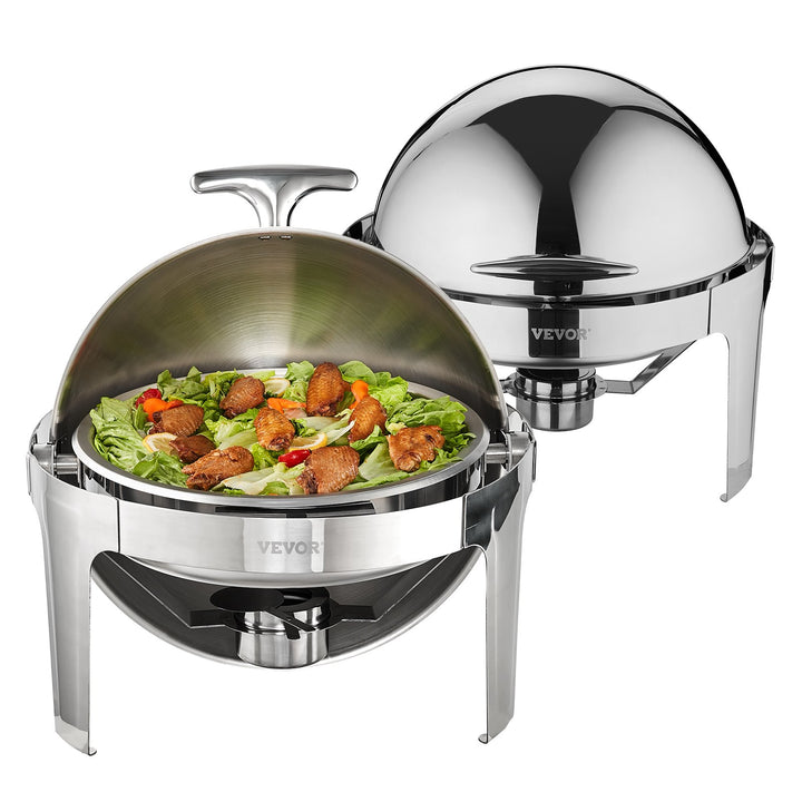 Roll Top Chafing Dish Buffet Set, 6 Qt 2 Pack, Stainless Steel Chafer