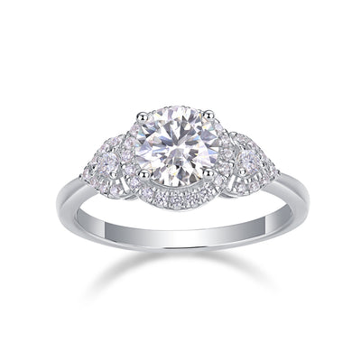 Luxury Fashion Large Diamond Wedding Ring With Moissanite Silver Ring