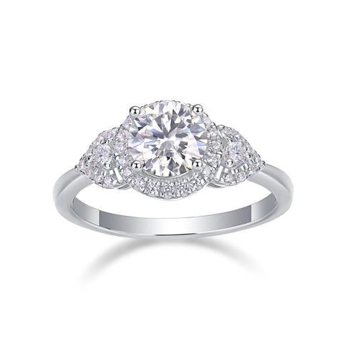 Luxury Fashion Large Diamond Wedding Ring With Moissanite Silver Ring