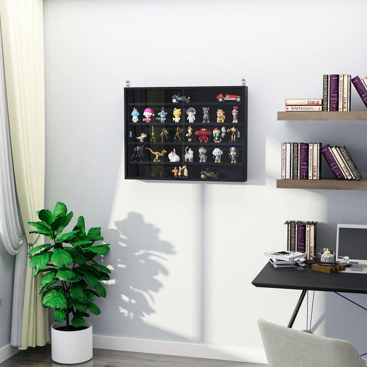 5-Tier Wall Shelf Display Cabinet with Doors and 4 Adjustable Shelves
