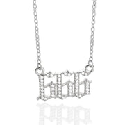 Minimalist Micro Zirconia Numeral Angel Pendant Necklace