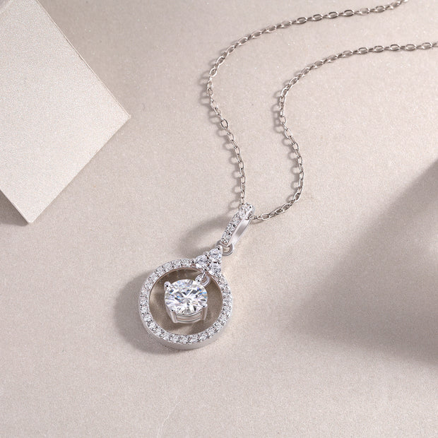 Love Ring - A Fashionable And Luxurious Diamond Jewelry Pendant Set With 1-carat Moissan Diamond S925 Sterling Silver And Platinum Plating