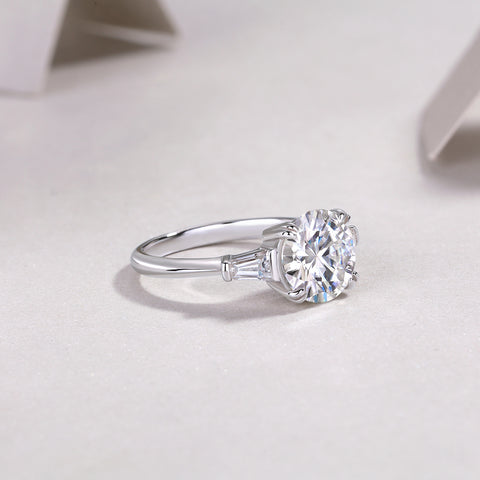 Shining Step By Step - A Fashionable Diamond Jewelry Piece Set With 3-carat Moissanite S925 Sterling Silver And Platinum Diamond Ring.