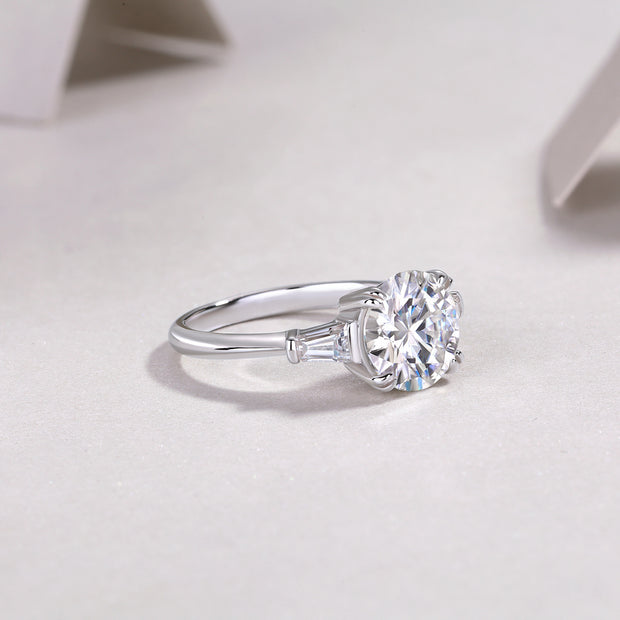 Shining Step By Step - A Fashionable Diamond Jewelry Piece Set With 3-carat Moissanite S925 Sterling Silver And Platinum Diamond Ring.