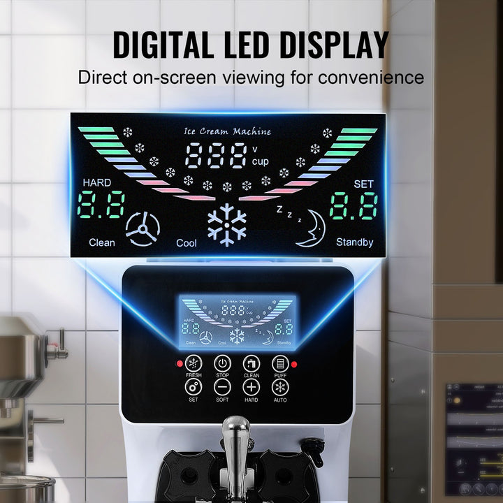 Commercial Ice Cream Machine, 10.6 QT/H Yield