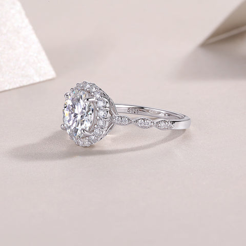 Starlight Shining - A Fashionable Jewelry Ring Set With 3-carat Moissanite S925 Sterling Silver And Platinum-plated Diamond
