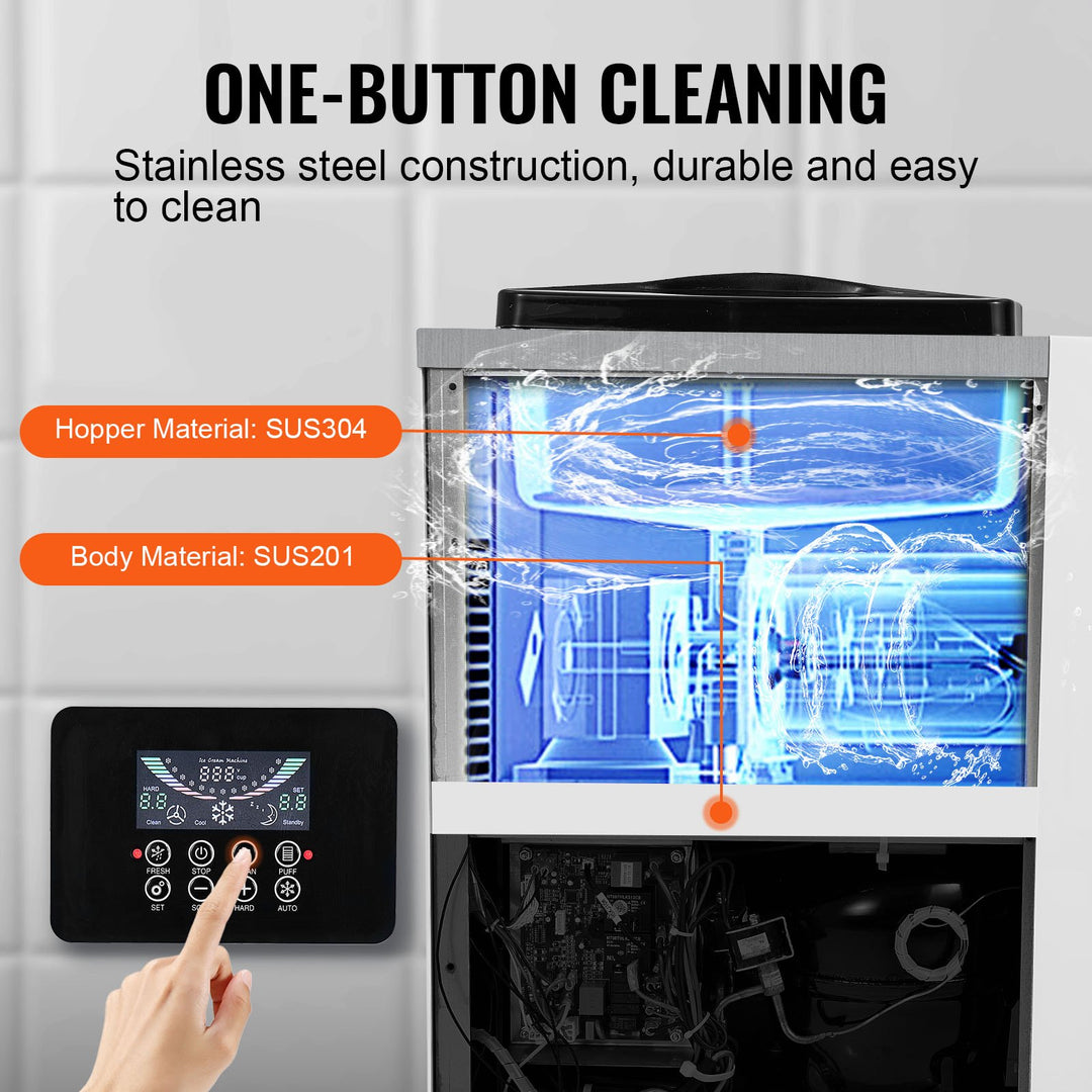 Commercial Ice Cream Machine, 10.6 QT/H Yield