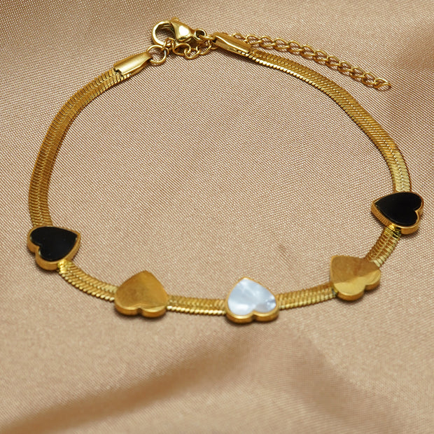 Lxalry 18K Gold Plated Stainless Steel Heart Necklace & Bracelet Set For Women - Waterproof, Hypoallergenic, Elegant Jewelry Gift For Girlfriend, Birthday, Valentines Day, Summer, Daily Wear