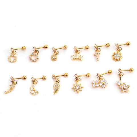 Piercing New Micro-Inlaid Zircon Earrings
