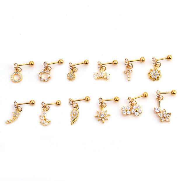 Piercing New Micro-Inlaid Zircon Earrings