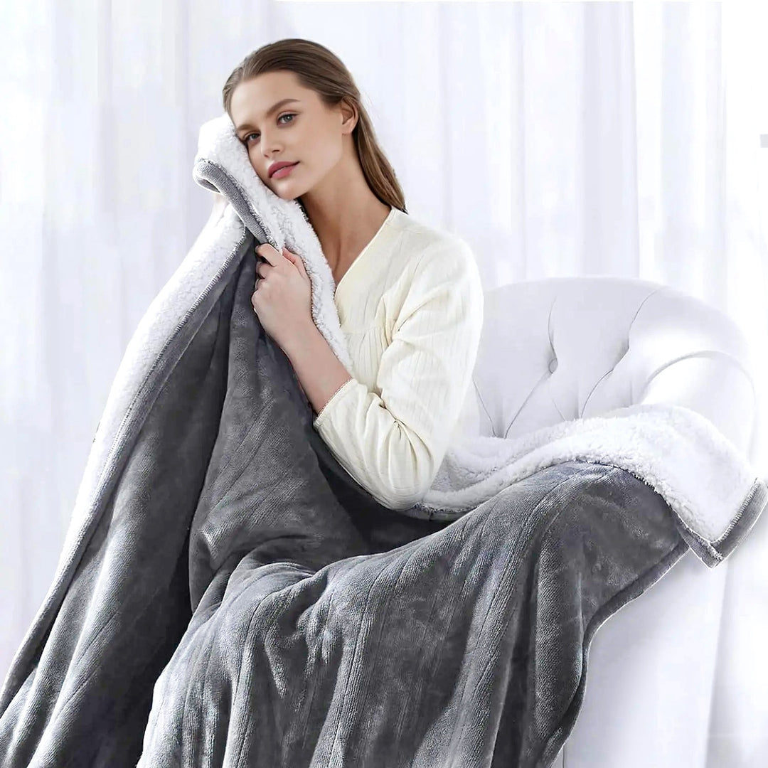 1Pc Electric Heated King Size Fleece Heated Blanket With Dual Controller 10 Heating Levels 10 Hours Auto Off Machine Washable For Home Office Usage 90x100in