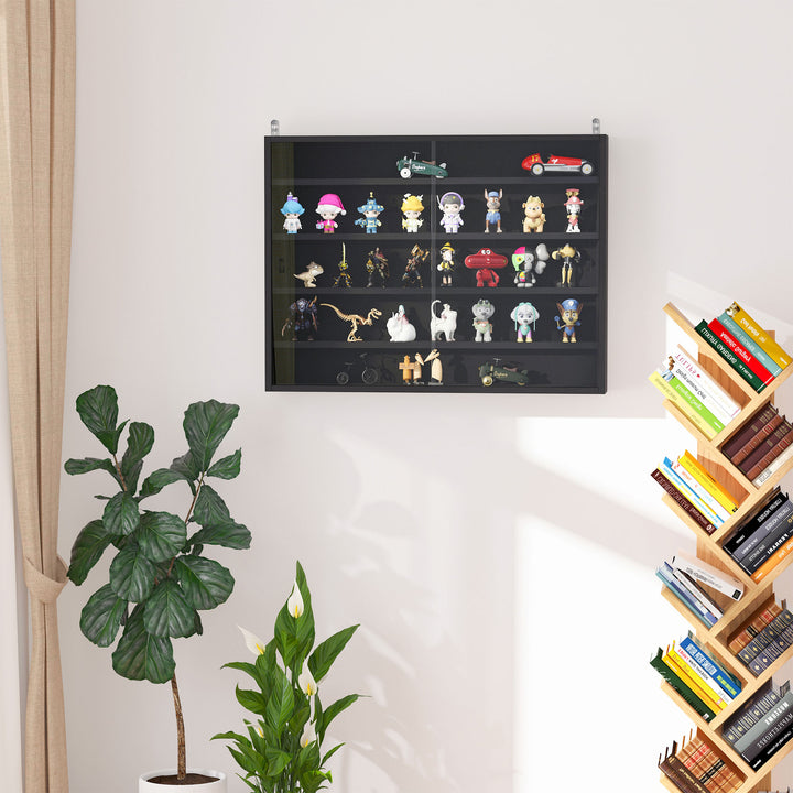 5-Tier Wall Shelf Display Cabinet with Doors and 4 Adjustable Shelves