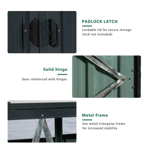 Garbage Bin Shed Stores 2 Trash Cans Metal Outdoor Bin Shed For Garbage Storage,Stainless Galvanized Steel, Bin Shed For Garden Yard Lawn
