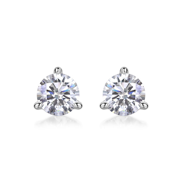 Freeze Frame Luxury Fashion Diamond Earrings Stud Set With Mosan Diamond Silver Jewelry