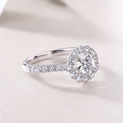 Luxury Fashion Large Diamond Wedding Ring With Moissanite Silver Ring