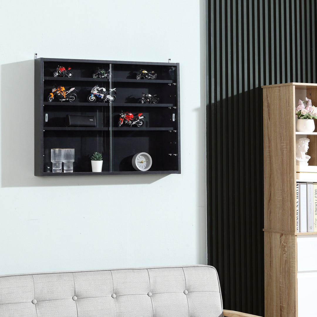 5-Tier Wall Shelf Display Cabinet with Doors and 4 Adjustable Shelves