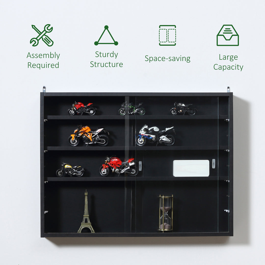 5-Tier Wall Shelf Display Cabinet with Doors and 4 Adjustable Shelves