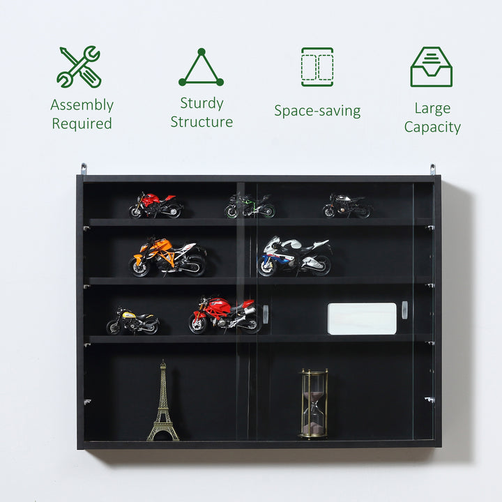 5-Tier Wall Shelf Display Cabinet with Doors and 4 Adjustable Shelves